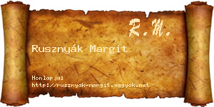 Rusznyák Margit névjegykártya