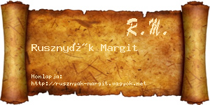 Rusznyák Margit névjegykártya
